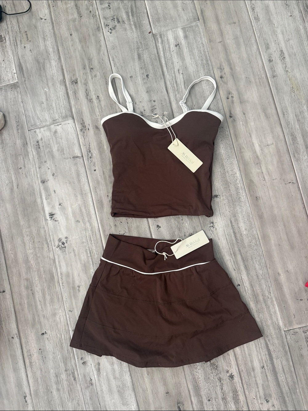 AS revival piped serves up skort and sculpt tank top
